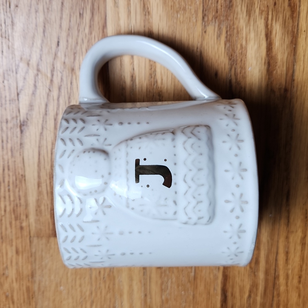 Anthropologie Snowcap reactive-glazed letter 'J' initial monogram mug